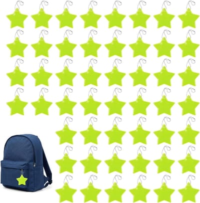 Veiligheidsreflectorhangers - Sterreflectoren Kinderen - Zichtbaarheid Vergroten - Hoge Intensiteit Reflectie - 50 Stuks - Fluorescerend Geel