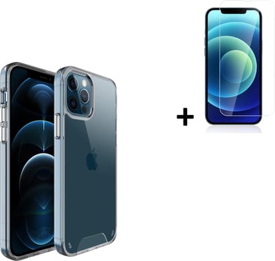 Hoesje Geschikt voor iPhone 13 Pro Max - Screenprotector iPhone 13 Pro Max - iPhone 13 Pro Max Hoes Transparant Backcover Hard Case + Tempered Glass