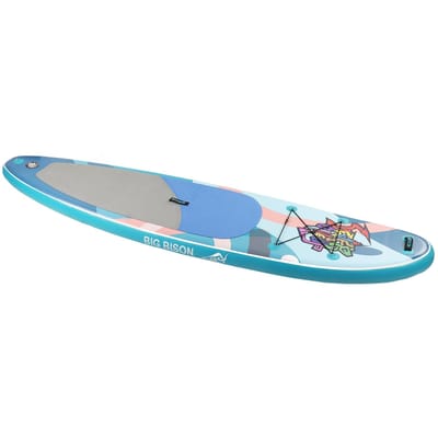 Planche de Stand Up Paddle Gonflable EVA Avec Leash Aileron Pompe Double Action Sac à Dos Pagaie Réglable pour Surf Vert vert
