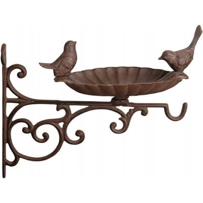 Esschert Design - Wandvoederschaal Incl. Voederhaak - Bruin - 29 x 20 x 25,5 cm