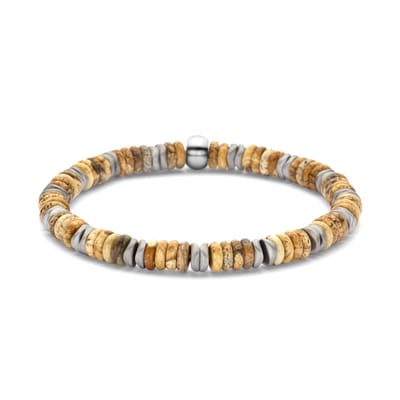 Frank 1967 - 7FB-0769 - kralenarmband heren - picture stone, hematiet - 19 cm
