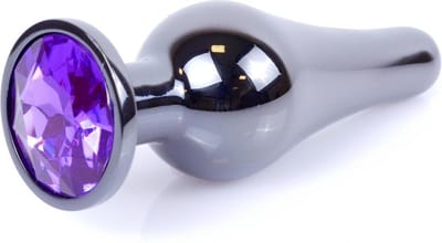 Power Escorts - Groot Formaat Butt plug 9.5 cm - vette Dia 3 cm - Super Stijlvol Dark Silver kleur met Paars- Anaal plug - Opwindend en Stimulerend - Gemakkelijk gebruikbaar - Handige verpakking