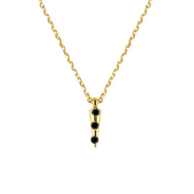 MIASOPHIA 4-MS22059 Stalen Ketting met Hangertje - Zirkonia - Zwart - 15x4,8mm - Ankerschakel - 2mm Dikte - 50cm Lengte - Staal - Goudkleurig