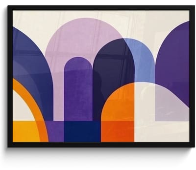 Poster in lijst - Fotolijst 70x50 cm - Posters - Vormen - Abstract - Grafisch - Oranje - Posterlijst zwart - Decoratie - Wanddecoratie woonkamer - Muurdecoratie slaapkamer