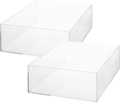 5five make-up houder box - Set van 2x stuks - 25 x 19 x 8 cm - transparant kunststof - nagellak - sieraden - organizer bakjes - sorteer vakjes