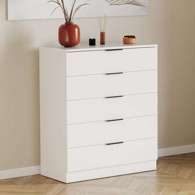 Dailygoods- Ladekast 5 Lades - Compact 90 x 66 x 36 cm - Houten Opbergruimte - Moderne Handgrepen - Ideaal voor Slaapkamer - Opbergkast
