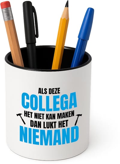Hacebo® - Als deze collega Pennenbakje - Collega - een collega - pennenhouder - werk - afscheidscadeau - verjaardagscadeau - kado - Pennenbakje zwart
