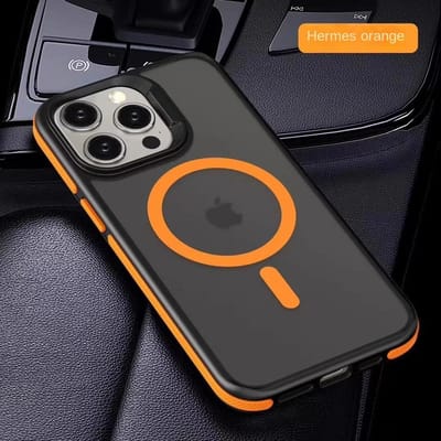 Coque Magnétique Luxe Mate Translucide Antichoc Pour iPhone 17 16 15 11 13 12 14 Pro Max Plus Pour Charge Sans Fil Magsafe Housse For iPhone 17 ProMax orange