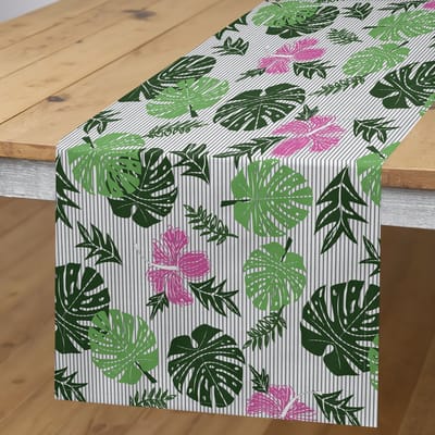 ABAKUHAUS Tropisch Tafelloper – 40x180 cm – Smaragdgroen