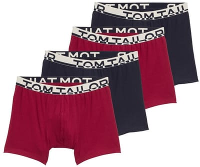Tom Tailor - Halflange boxershorts in een 4-pack - Maat S/4 - rot-dunkel-multicolor2