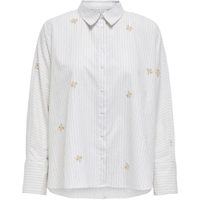 Only Longsleeve - ONLJOELLA GRACE L/S EMB SHIRT OX WVN - XS tot M - voor Vrouwen - wit