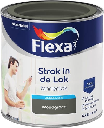 Flexa Strak in de Lak - Watergedragen - Zijdeglans - woudgroen - 0,25 liter