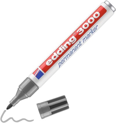 Permanent marker grijs - ronde punt 1,5-3 mm - sneldrogend en water- en wrijfvast