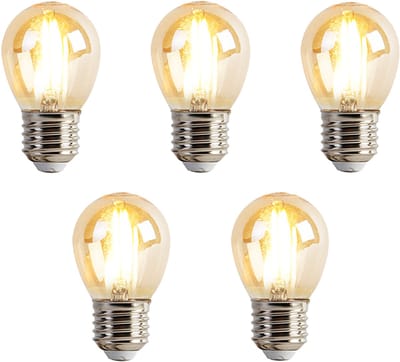 LUEDD Set van 5 E27 dimbare LED lamp P45 goldline 3,5W 330 lm 2100K