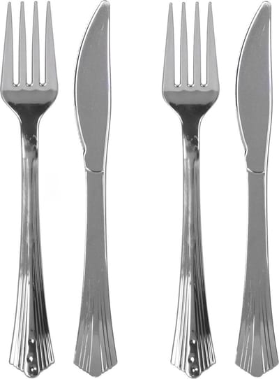 Urban Living BBQ/verjaardag/camping bestek - 16 personen - stevig kunststof - 17 cm - zilverkleurig