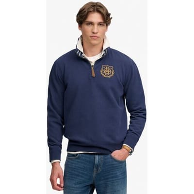 Superdry Gothic Varsity Half Zip Sweater Relaxed Pasvorm Blauw Grootte: Xxl
