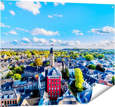 Gards Tuinposter Maastricht Stad met Huizen - 100x80 cm - Tuindoek - Tuindecoratie - Wanddecoratie buiten - Tuinschilderij