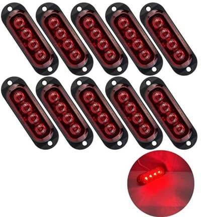 LED zijmarkeringslichten 10 stuks - 12/24V rood - 3000K - vervangingslampen voor aanhanger camper caravan