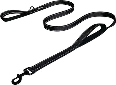 Heavy Duty Hondenriem - Dubbele Handgreep Riem - Veilig Wandelen - Twee Gevoerde Handgrepen - 1.8 m - Zwart