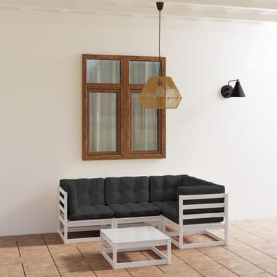 vidaXL - 5-delige - Loungeset - met - kussens - massief - grenenhout