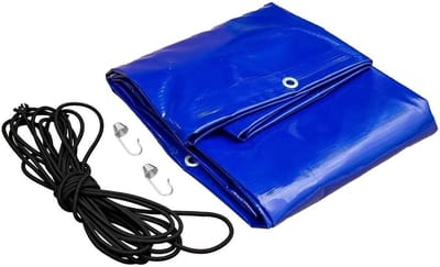 Plat Dekzeil - Aanhangwagenhoes Waterdicht - Transport Beschermen - Inclusief Spantouw Haken - 206 x 112 cm - Blauw