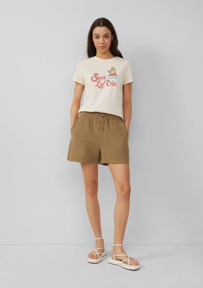 Korte mousseline jurk met elastische taille vrouw QS