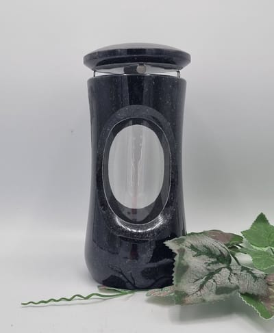 Lantaren LRS - Graniet - Zweeds Zwart - Glas - RVS sluiting - Grafkaars - Graflicht - Graflantaarn - Incl Led