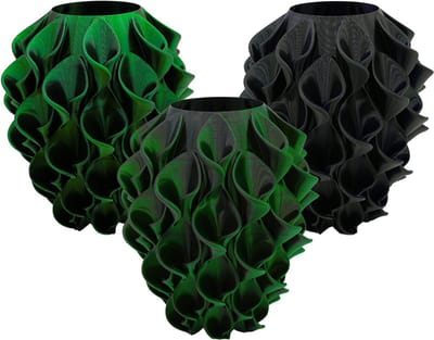 Bluma moderne vaas - Decoratieve vaas - Zwart / Groen - 3d geprinte vaas – geschikt voor droogbloemen - 20CM