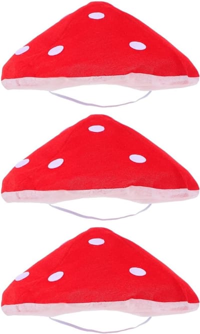 3 Stuks Oversized Paddenstoelhoeden: Vliegpaddenstoel Baseballcaps voor Halloween, Carnaval, Kostuum en Cosplay, 18 cm Binnendiameter, Ideaal voor Feestjes en Theatrale Optredens