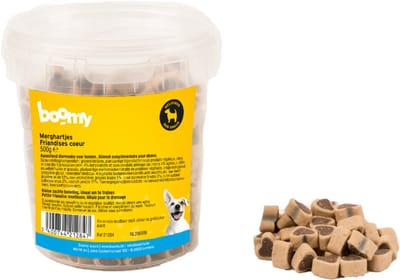 Boomy - Merghartjes - Hondensnoepjes voor alle hondenrassen - Zachte hartvormige hondensnack in hersluitbare pot - 2 x 500g