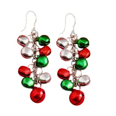 Allergievrije kerst belletjes oorbellen groen rood zilverkleur