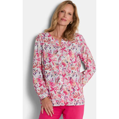 Kanten blouse van puur katoen - meerkleurig / gedess. - Gr. 19 van Goldner Fashion