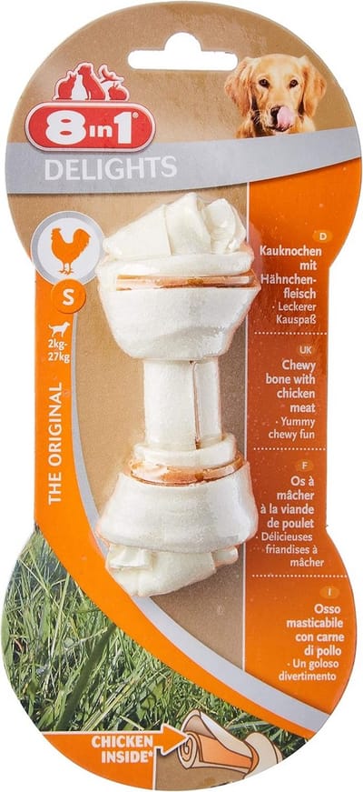 Thijox - 8in1 Delights XS Kauwbotten voor Kleine Honden, Gemaakt van Premium Runderhuid, Gevuld met Kippenvlees, 7 Stuks, Ideale Beloning met Slechts