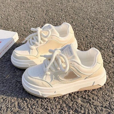 Diksoldige Dad Sneakers Dames Lente en Zomer Nieuwe Veelzijdige Studenten Lichtgewicht Casual Hardloopschoenen Zachtzool Antislip Boardschoenen 40 beige