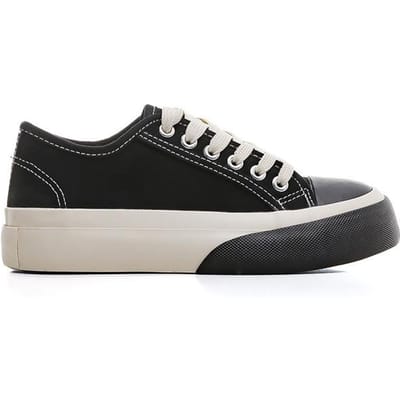 Canvas schoenen met grote neus Dames Ins Veelzijdig Student Nieuwe Herfst Trendy Dikke zool Kleurblok Board schoenen 40 zwart