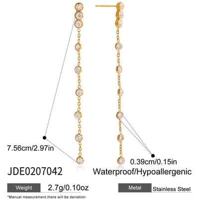 Boucles d'oreilles pendantes Zircon Rond Délicat Youthway Pour Femmes Minimalistes Acier Inoxydable Plaqué Or Bijoux de Mode beige