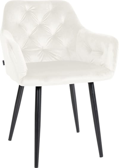 CLP Stanley Eetkamerstoel - Met armleuning - Velvet - Fluweel - creme