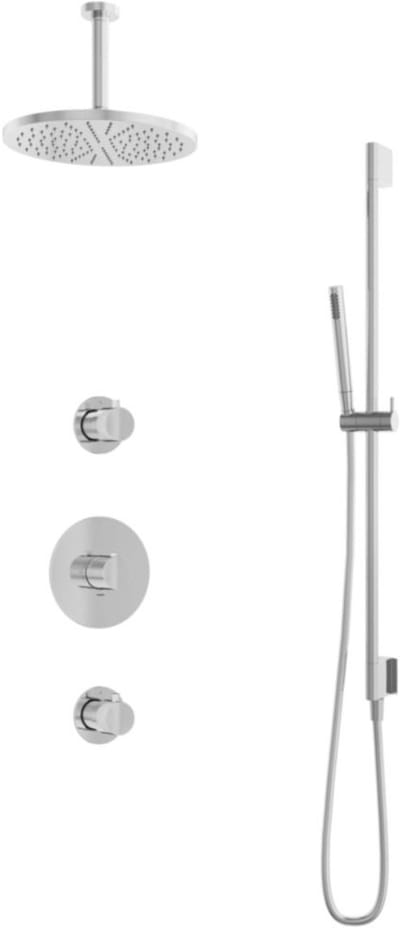 Hotbath Buddy - Inbouw Regendoucheset - 2 Stopkranen - Thermostatisch - Plafondbuis 15 cm - Hoofddouche 300 mm - Staafhanddouche - Glijstang 900 mm - Waterbesparend - V01