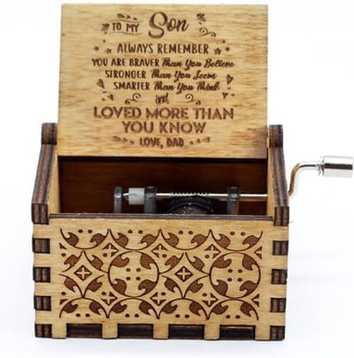 Retro houten muziekdoosje muziek doos Cadeau - vader aan zoon