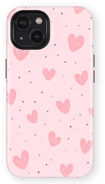 Tough Hoesje met Hartjes geschikt voor iPhone 14 | Little Love Tough Case Geschikt voor Mag | Hartjes Print Backcover geschikt voor iPhone 14 Pink Blush