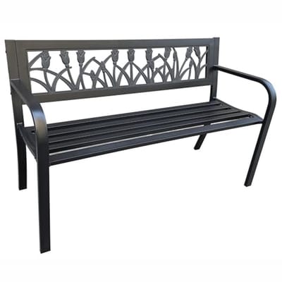 Moderne Tuinbank met Stalen Poten - Weerbestendig, Ruimte voor Meerdere Personen, Comfortabel Design, Breedte 124 cm