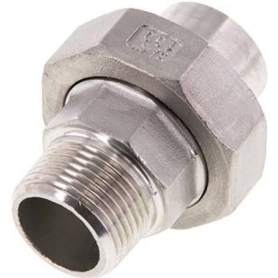 Rechte Aansluiting R3/4'' Buitendraad X 26.9mm Laseinde RVS Conische Afdichting 16bar