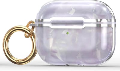 Case cover - Apple Airpods 3 - paars zilver - siliconen marmer