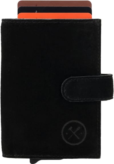 Hide & Stitches Brazos Safety Wallet - Suède Portemonnee - RFID Bescherming - Pasjeshouder - Creditcardhouder - Leren Dames Tas - Zwart