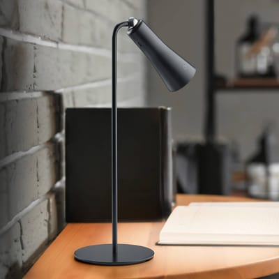 REALITY MAXI - Tafellamp - Zwart mat - Oplaadbaar - incl. 1x SMD 2 W - 4-stappen TOUCH - USB-aansluiting - Accuvoeding - Klemlamp