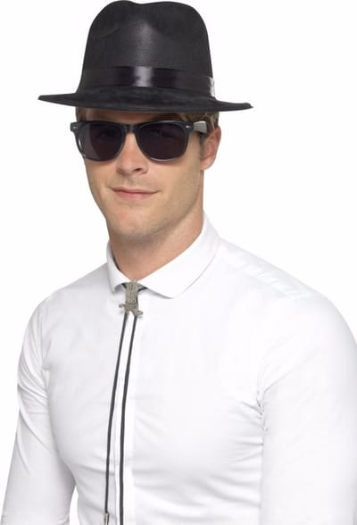 Smiffys Blues Brothers hoed - 6x - zwart - volwassenen - plastic - Fedora - Carnaval verkleedhoeden