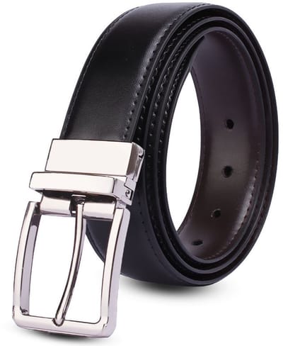 VEXON - Heren Riem - Leren Riem - Leer - Inkortbaar - Omkeerbaar - Zwart - 120 cm