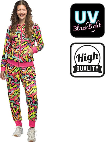 Boland - Trainingspak Street art babe UV (XL) - Volwassenen - - 80s - 90s - foute party - grappig - retro trainingspak - neon