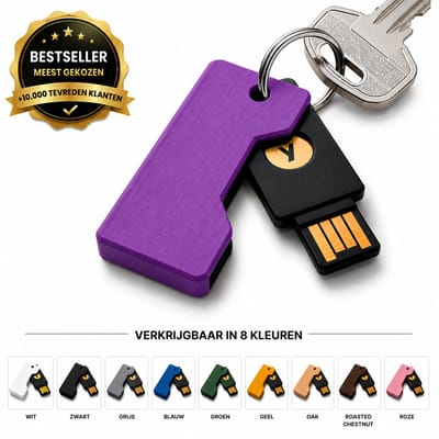 Beschermhoes Geschikt voor YubiKey USB Security Key – Flip Cover Sleutelhanger Case – Compacte Beveiligingssleutel Houder – Krasbestendige Cover – Paars