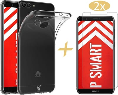 Hoesje geschikt voor Huawei P Smart 2019 - Transparant TPU Siliconen Soft Gel Case + 2x Tempered Glass Screenprotector - van iCall